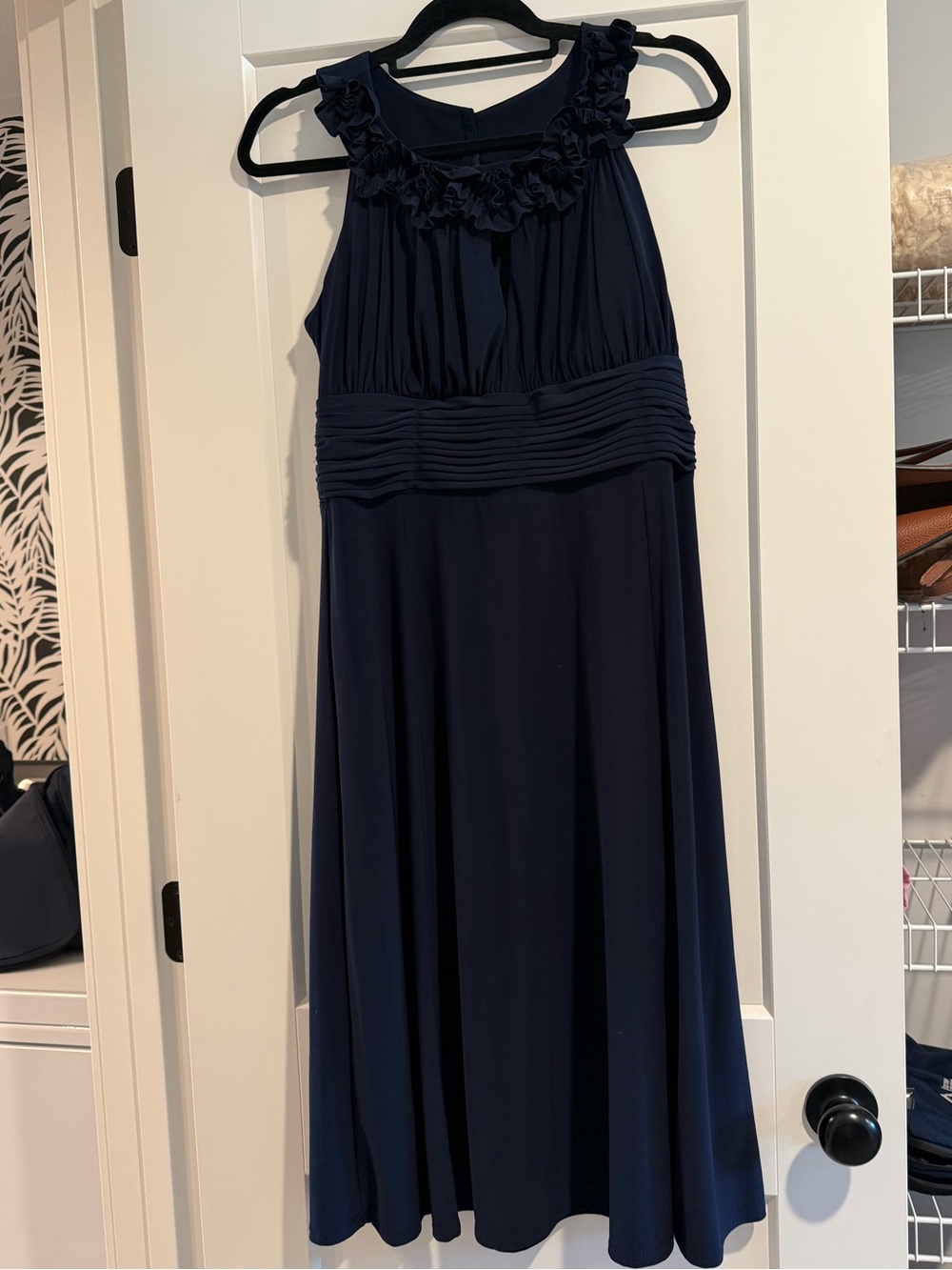 Dressbarn Navy Ruffled Halter Midi Dress